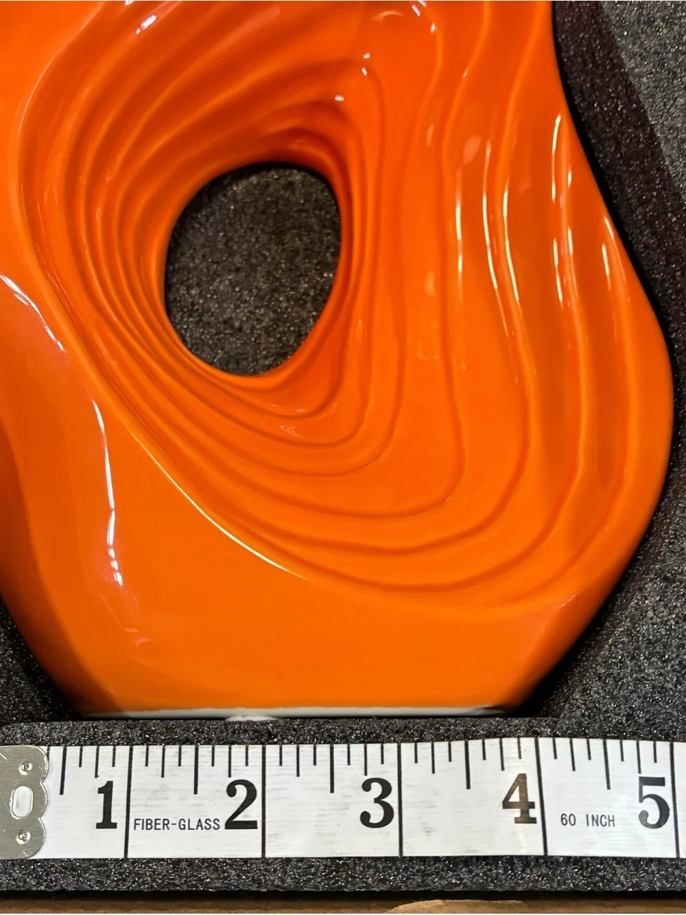Modern  Orange Abstract Ceramic Donut Vase - Sculptural Art Decor Glossy 10 in